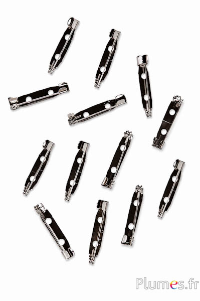 Broschenverschlüsse - 30 mm x 5 mm, 2 Löcher - schwarz